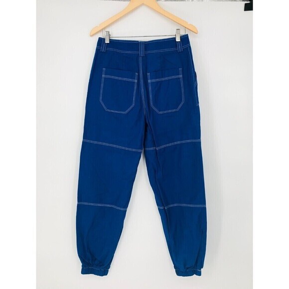 EDIKTED Royal Blue Cargo Pants 100% Cotton Baggy Lightweight Juniors Size L New‎ - Picture 3 of 16